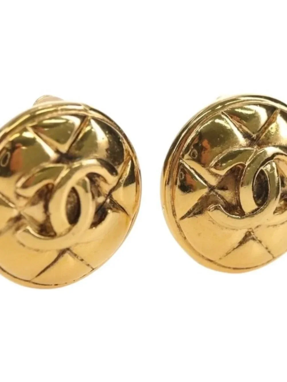 CHANEL COCO Mark Earring metal Gold Tone CC Auth 181301V